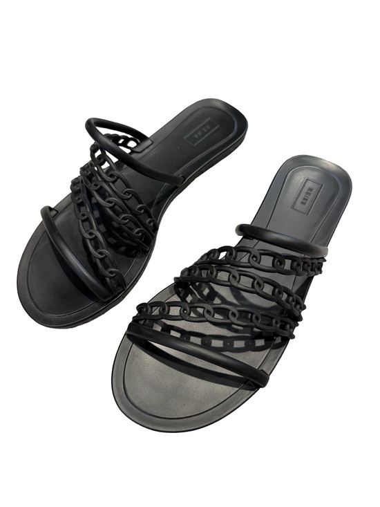 Reiss Shoes - Reiss Black Multi-Chain Slide Sandals